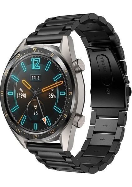 Huawei Watch Gt2 / Gt3 Uyumlu Kordon Paslanmaz Metal Baklalı Kayış, Siyah fiyatları