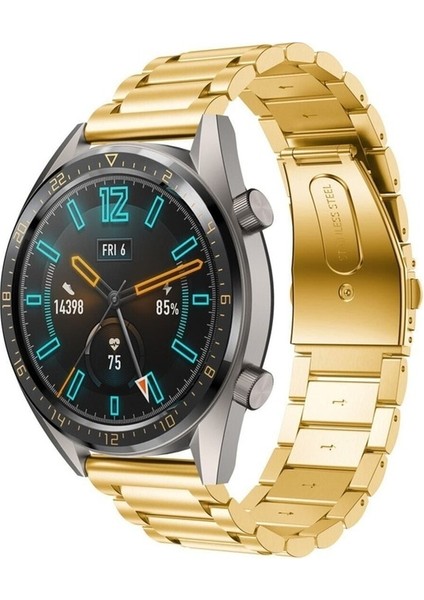 Huawei Watch Gt2 / Gt3 Uyumlu Kordon Paslanmaz Metal Baklalı Kayış, Gold fiyatları