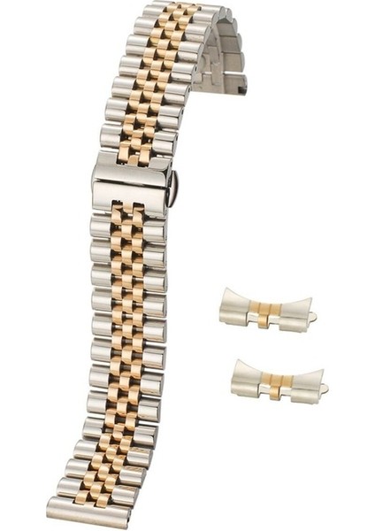 Huawei Watch Gt2 / Gt3 Uyumlu Kordon Paslanmaz Metal Klipsli Rolex Kayış, Gümüş-Rosegold modelleri