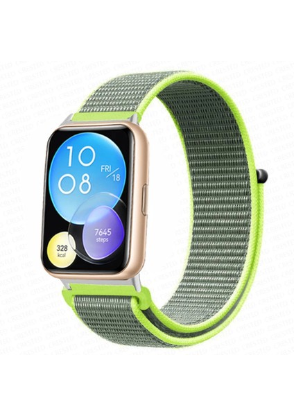Huawei Watch Fit 2 Uyumlu Kordon Hasır Örgü Işlemeli Yumuşak Esnek Spor Kayış, Siyah - Beyaz - Gri