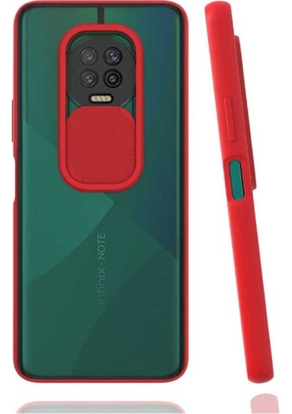 Infinix Note 7 Uyumlu Kılıf Lensi Kapak, Kırmızı