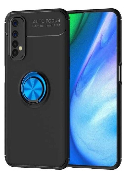 Realme 7 Uyumlu Kılıf Ravel Silikon Kapak, Siyah-Mavi