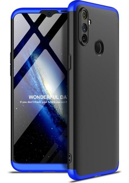 Realme 6i Uyumlu Kılıf Ays Kapak, Siyah-Mavi