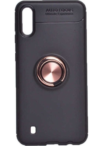 Samsung Galaxy A01 Uyumlu Kılıf Ravel Silikon Kapak, Siyah-Rose Gold