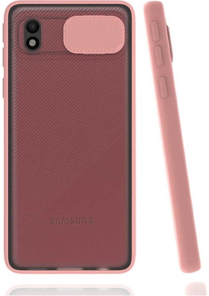 Samsung Galaxy A01 Core Uyumlu Kılıf Lensi Kapak, Pembe Açık