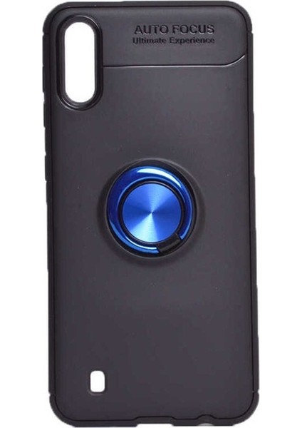 Samsung Galaxy A01 Uyumlu Kılıf Ravel Silikon Kapak, Siyah-Mavi