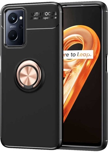 Oppo A96 4g Uyumlu Kılıf Ravel Silikon Kapak, Siyah-Rose Gold