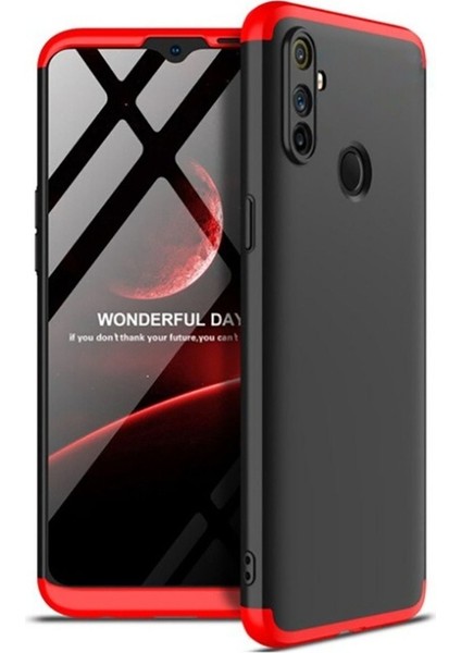 Realme 6i Uyumlu Kılıf Ays Kapak, Siyah-Kırmızı