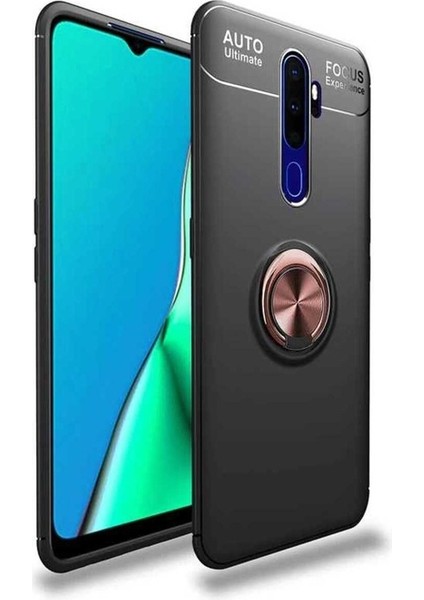 Megafox Teknoloji Oppo A9 2020 Uyumlu Kılıf Ravel Silikon Kapak, Siyah-Rose Gold