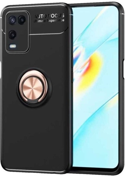Oppo A54 4g Uyumlu Kılıf Ravel Silikon Kapak, Siyah-Rose Gold