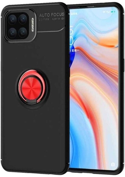 Oppo Reno 4 Lite Uyumlu Kılıf Ravel Silikon Kapak, Siyah-Kırmızı