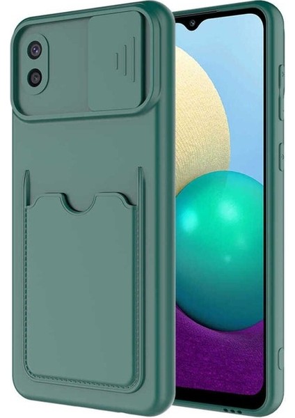 Samsung Galaxy A02 Uyumlu Kılıf Kartix Kapak, Koyu Yeşil