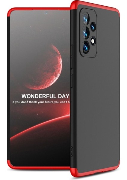 Samsung Galaxy A53 5g Uyumlu Kılıf Ays Kapak, Siyah-Kırmızı