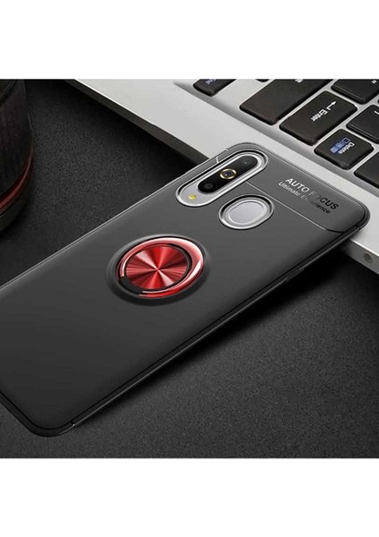 Samsung Galaxy A20S Uyumlu Kılıf Ravel Silikon Kapak, Siyah-Kırmızı
