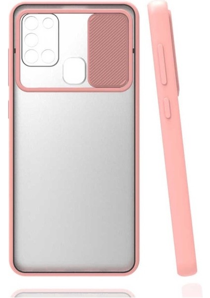 Samsung Galaxy A21S Uyumlu Kılıf Lensi Kapak, Pembe Açık