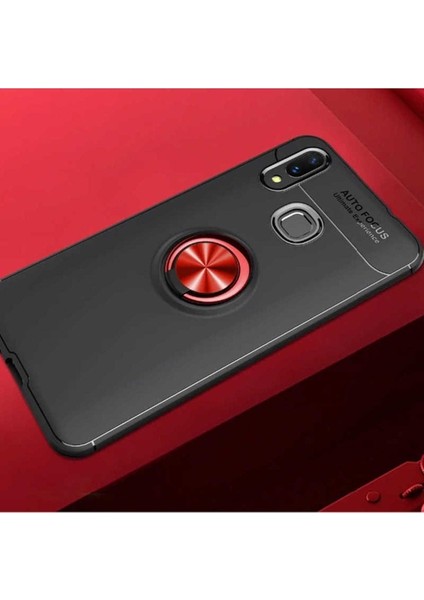 Samsung Galaxy A10S Uyumlu Kılıf Ravel Silikon Kapak, Siyah-Kırmızı