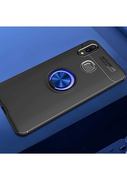 Samsung Galaxy A10S Uyumlu Kılıf Ravel Silikon Kapak, Siyah-Mavi