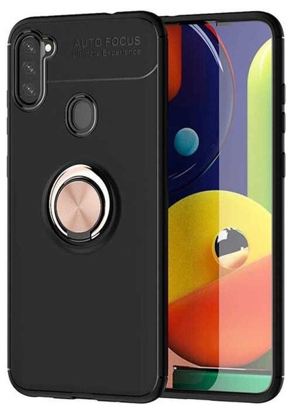 Samsung Galaxy A11 Uyumlu Kılıf Ravel Silikon Kapak, Siyah-Rose Gold