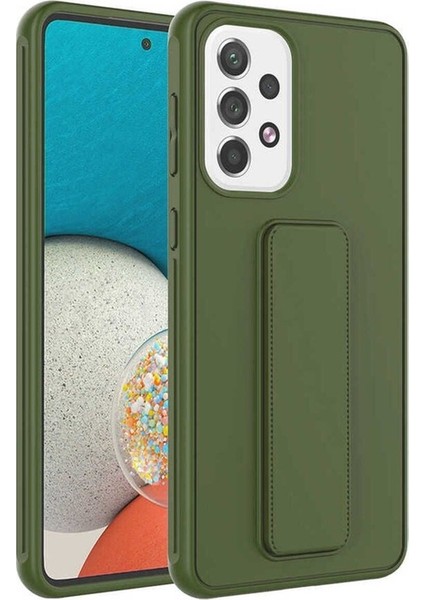 Samsung Galaxy A72 Uyumlu Kılıf Qstand Kapak, Koyu Yeşil