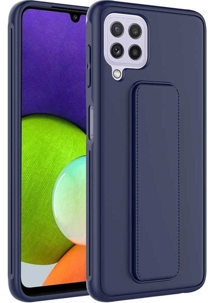 Samsung Galaxy A22 4g Uyumlu Kılıf Qstand Kapak, Lacivert