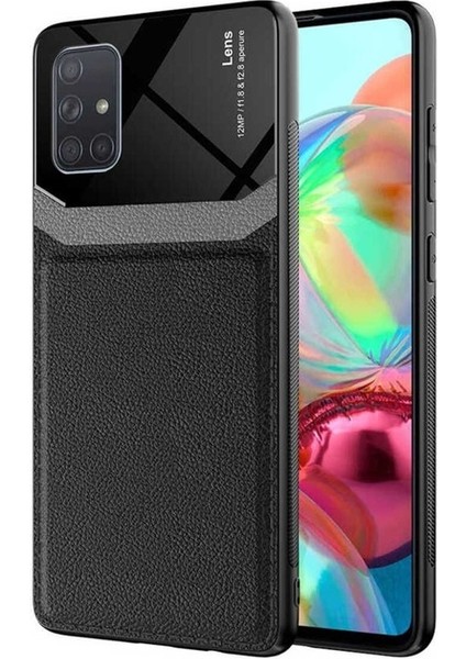 Samsung Galaxy A71 Uyumlu Kılıf Emiks Kapak, Siyah
