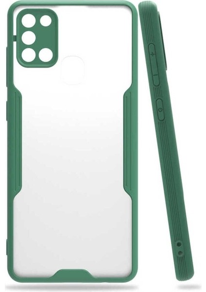 Samsung Galaxy A21S Uyumlu Kılıf Parfe Kapak, Koyu Yeşil