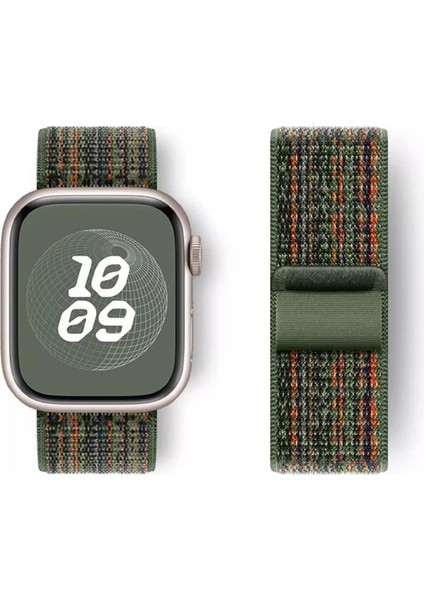 Apple Watch 2/3/Ultra Uyumlu Kordon Hasır Örgü Spor Nike Kayış, Koyu Yeş