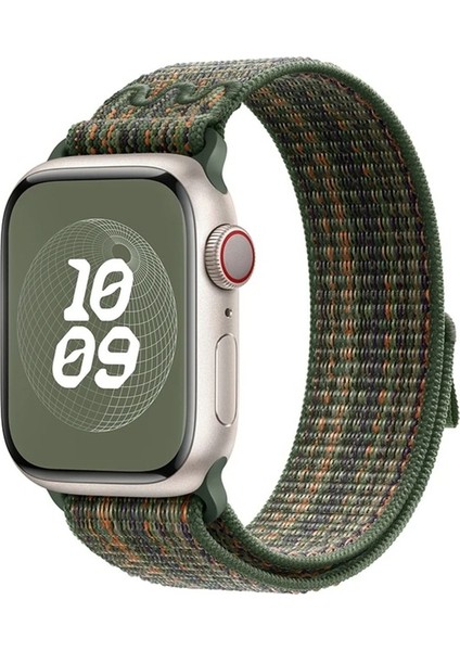 Apple Watch 2/3/Ultra Uyumlu Kordon Hasır Örgü Spor Nike Kayış, Koyu Yeş