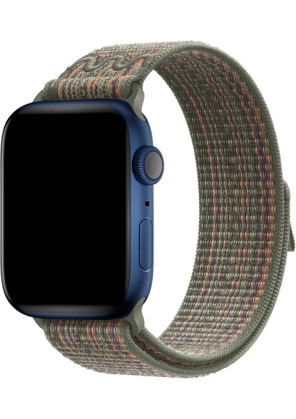 Apple Watch 2/3/Ultra Uyumlu Kordon Hasır Örgü Spor Nike Kayış, Koyu Yeş