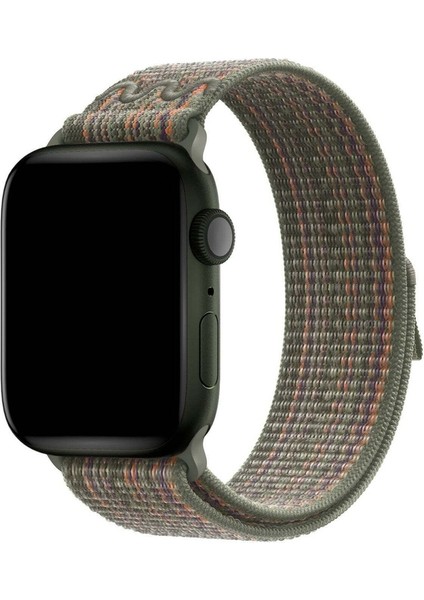 Apple Watch 2/3/Ultra Uyumlu Kordon Hasır Örgü Spor Nike Kayış, Koyu Yeş