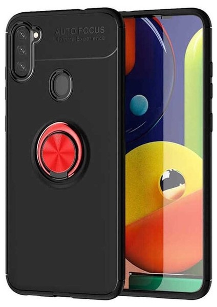 Samsung Galaxy M11 Uyumlu Kılıf Ravel Silikon Kapak, Siyah-Kırmızı