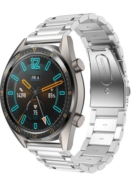 Samsung Galaxy Gear Sport / S2 / S4 Uyumlu Kordon Paslanmaz Metal Baklalı Kayış, Gümüş fiyatları