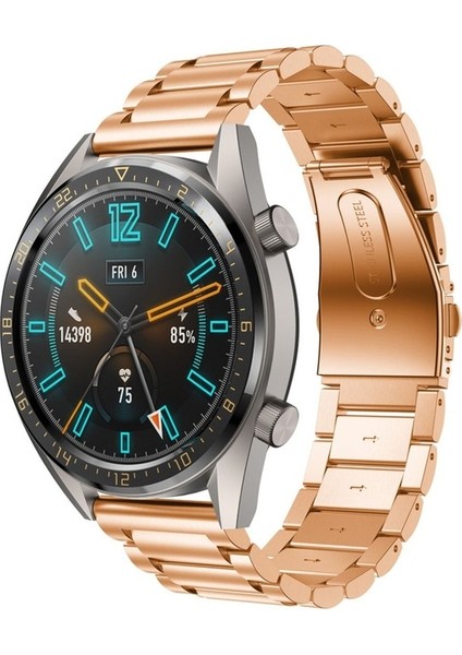 Samsung Galaxy Gear Sport / S2 / S4 Uyumlu Kordon Paslanmaz Metal Baklalı Kayış, Rose Gold fiyatları