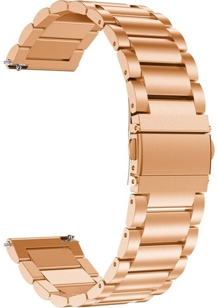 Samsung Galaxy Gear Sport / S2 / S4 Uyumlu Kordon Paslanmaz Metal Baklalı Kayış, Rose Gold fırsatları
