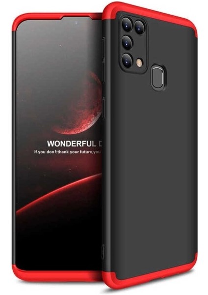 Samsung Galaxy M31 Uyumlu Kılıf Ays Kapak, Siyah-Kırmızı