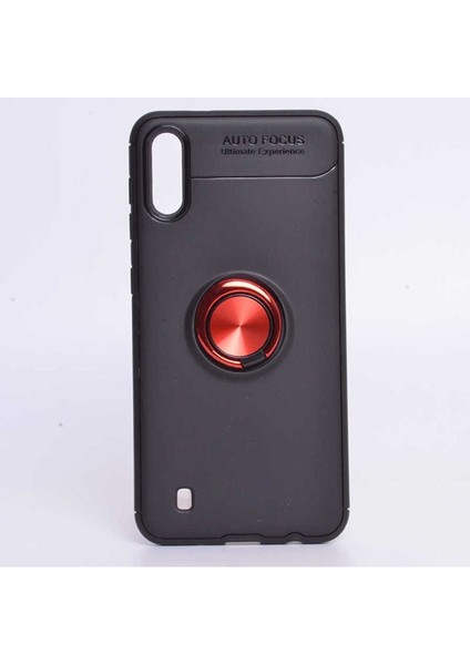 Samsung Galaxy M10 Uyumlu Kılıf Ravel Silikon Kapak, Siyah-Kırmızı