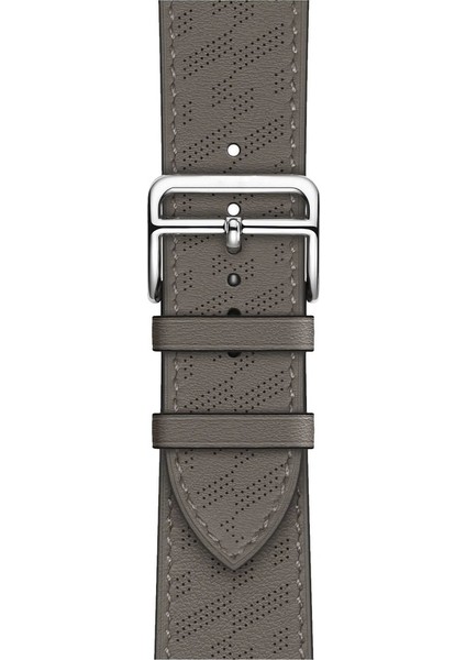 Apple Watch 2/3/Ultra Uyumlu Kordon Deri Metal Tokalı Şık Kayış, Gri