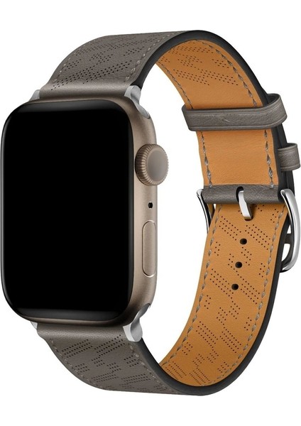 Apple Watch 2/3/Ultra Uyumlu Kordon Deri Metal Tokalı Şık Kayış, Gri fiyatları