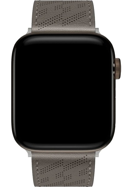 Apple Watch 2/3/Ultra Uyumlu Kordon Deri Metal Tokalı Şık Kayış, Gri modelleri