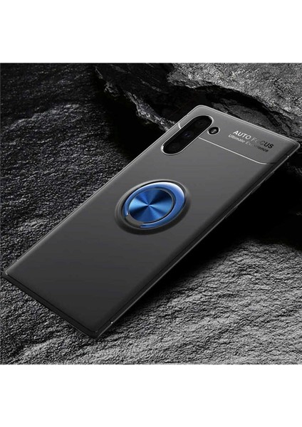 Samsung Galaxy Note 10 Uyumlu Kılıf Ravel Silikon Kapak, Siyah-Mavi
