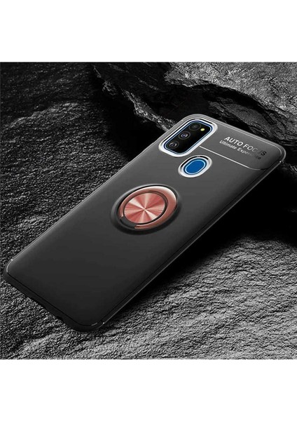 Samsung Galaxy M30S Uyumlu Kılıf Ravel Silikon Kapak, Siyah-Rose Gold