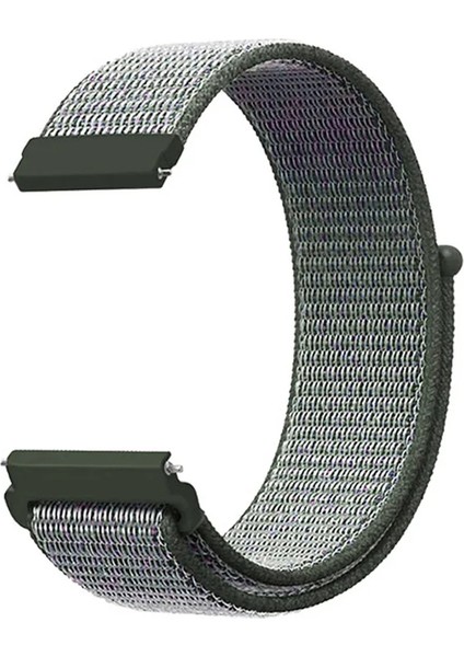 Samsung Galaxy Gear Sport / S2 / S4 Uyumlu Kordon Hasır Örgü Işlemeli Spor Kayış, Koyu Gri - K