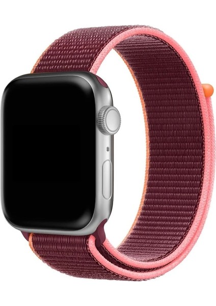 Apple Watch 3/4/5/6/7/8/9/se Ultra Uyumlu Kordon Hasır Örgü Spor Loop Kayış, Mor - Turu