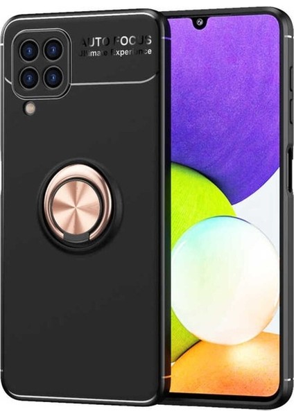 Samsung Galaxy M22 Uyumlu Kılıf Ravel Silikon Kapak, Siyah-Rose Gold