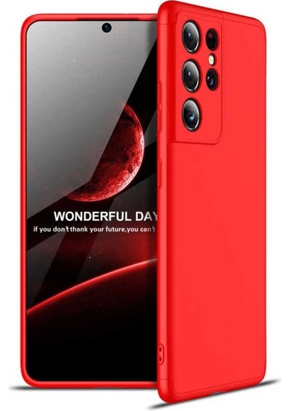 Samsung Galaxy S21 Ultra Uyumlu Kılıf Ays Kapak, Kırmızı