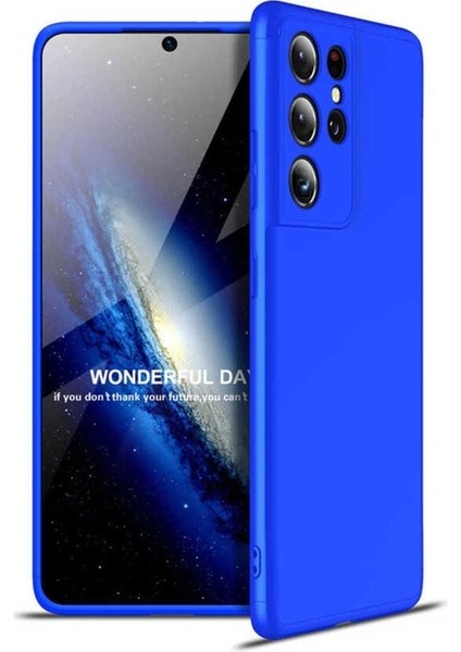 Samsung Galaxy S21 Ultra Uyumlu Kılıf Ays Kapak, Mavi