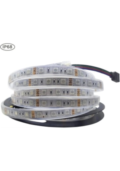 12 Volt 60 LED Silikonlu IP68 Rgb 5050 Smd Şerit LED Dış Mekan 5 Metre