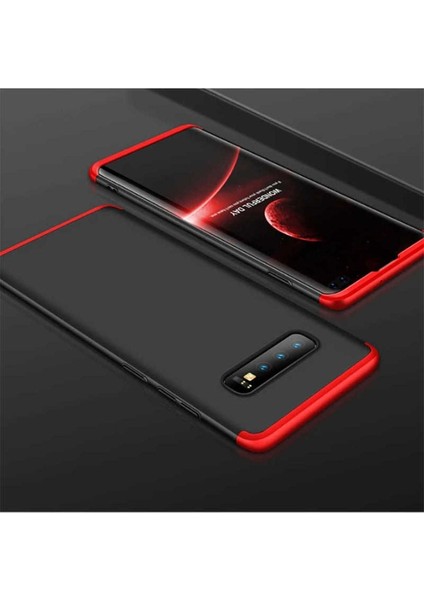 Samsung Galaxy S10 Uyumlu Kılıf Ays Kapak, Siyah-Kırmızı