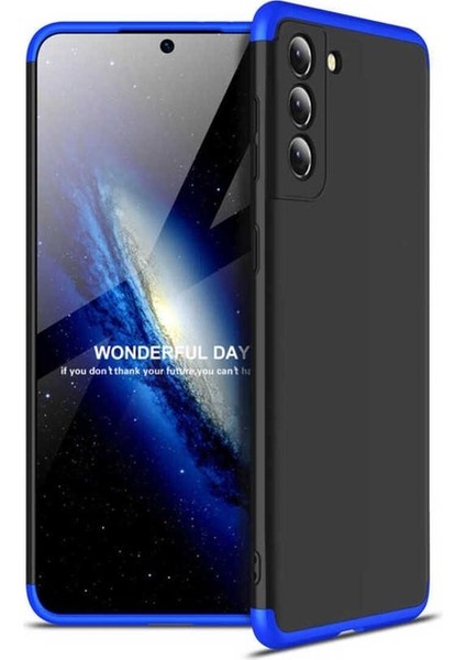 Samsung Galaxy S21 Plus Uyumlu Kılıf Ays Kapak, Siyah-Mavi