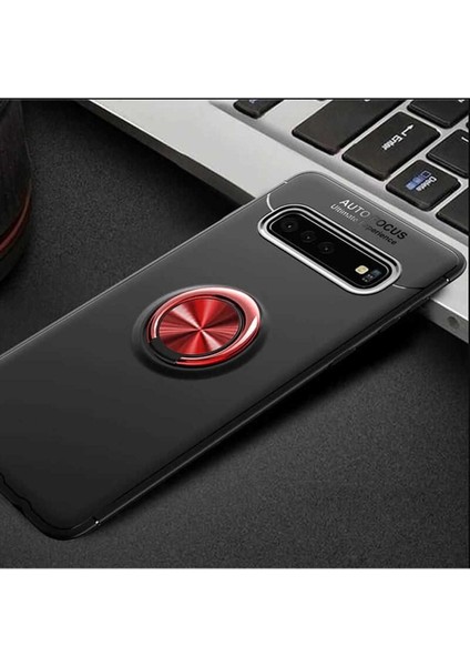 Samsung Galaxy S10 Uyumlu Kılıf Ravel Silikon Kapak, Siyah-Kırmızı